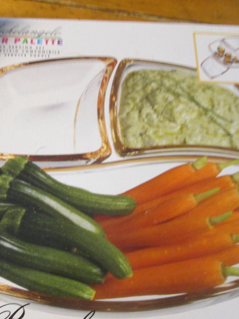 New in box 3 pc glass clear gold trim relish tray Luigi Barmioli color palette